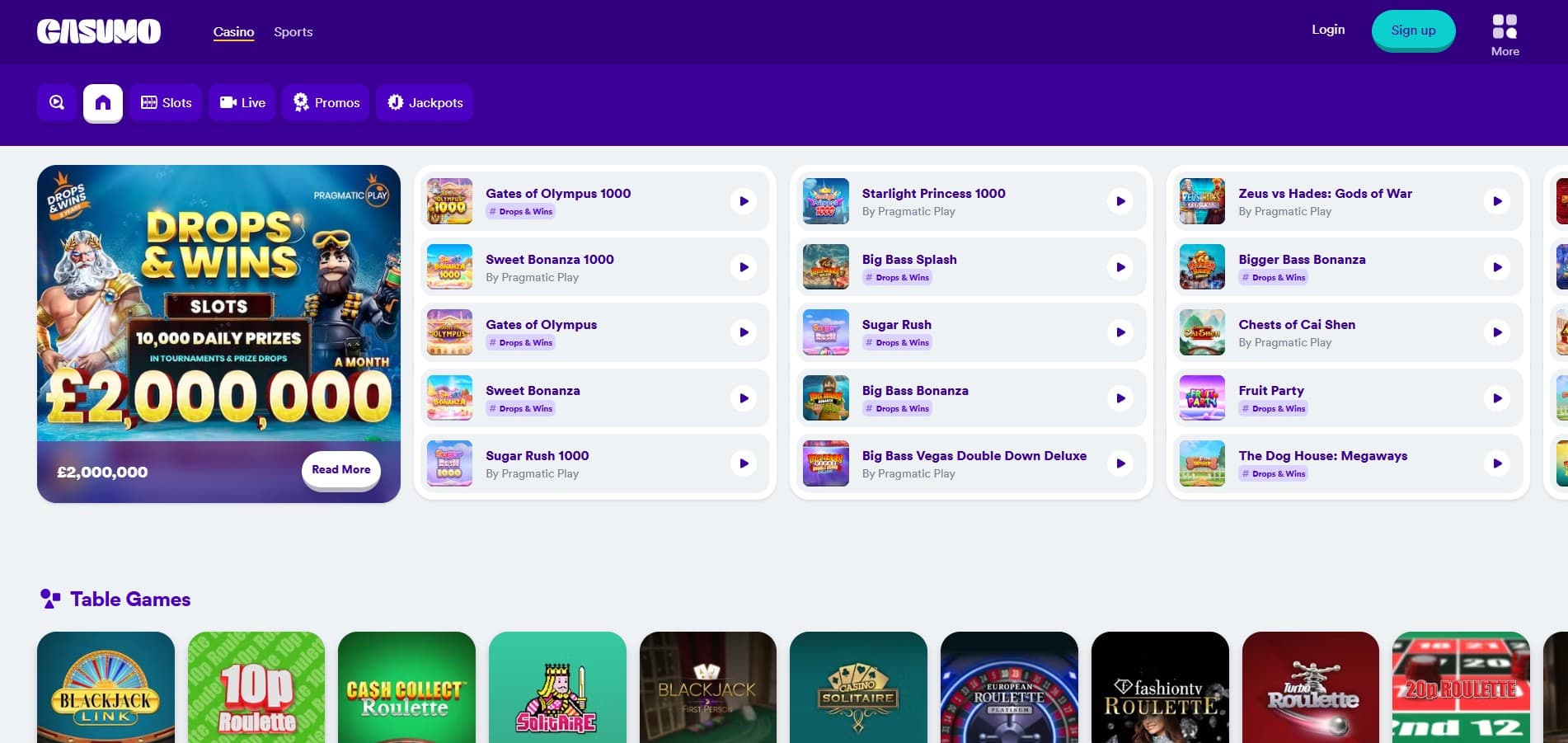 Casumo casino screenshot