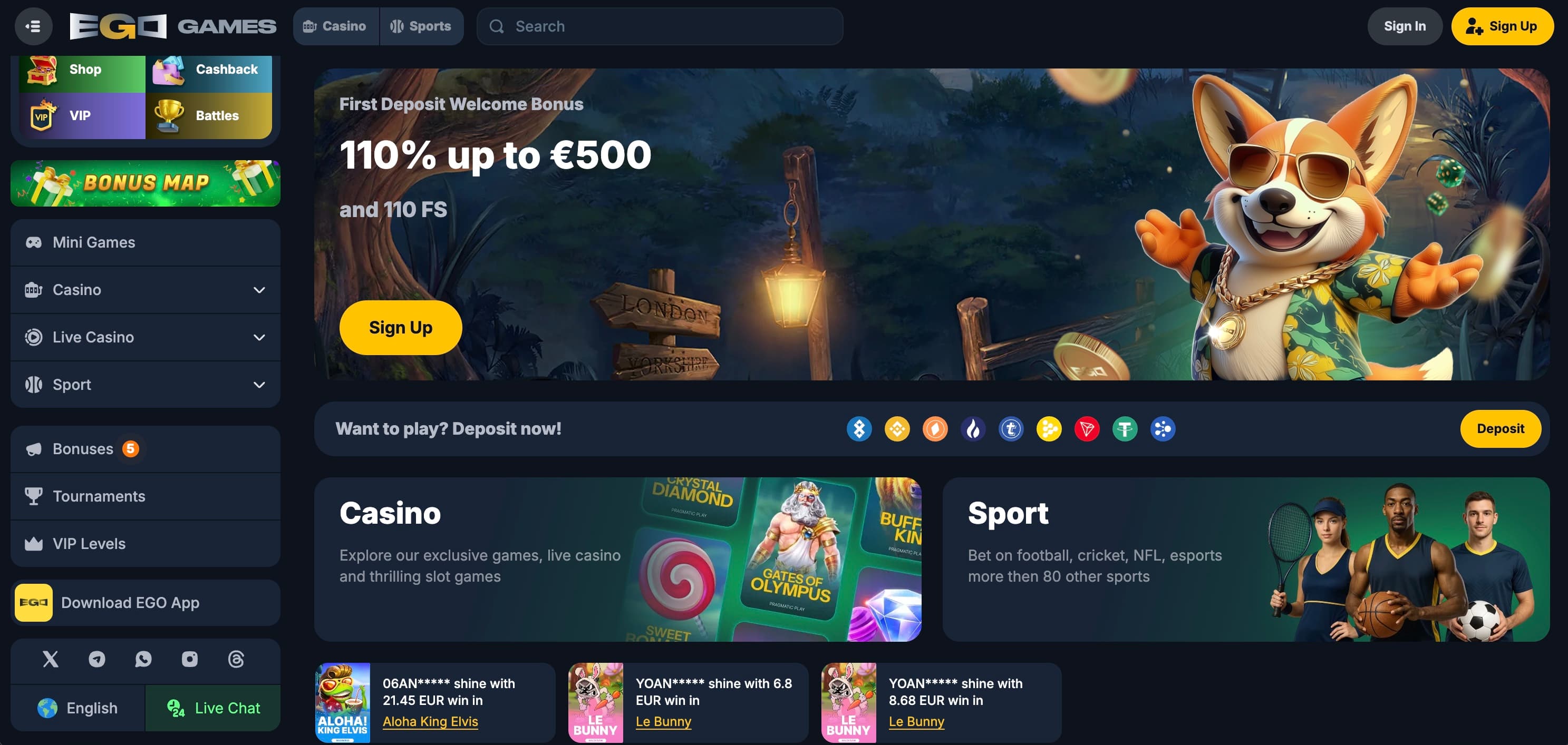 Ego Games casino screenshot