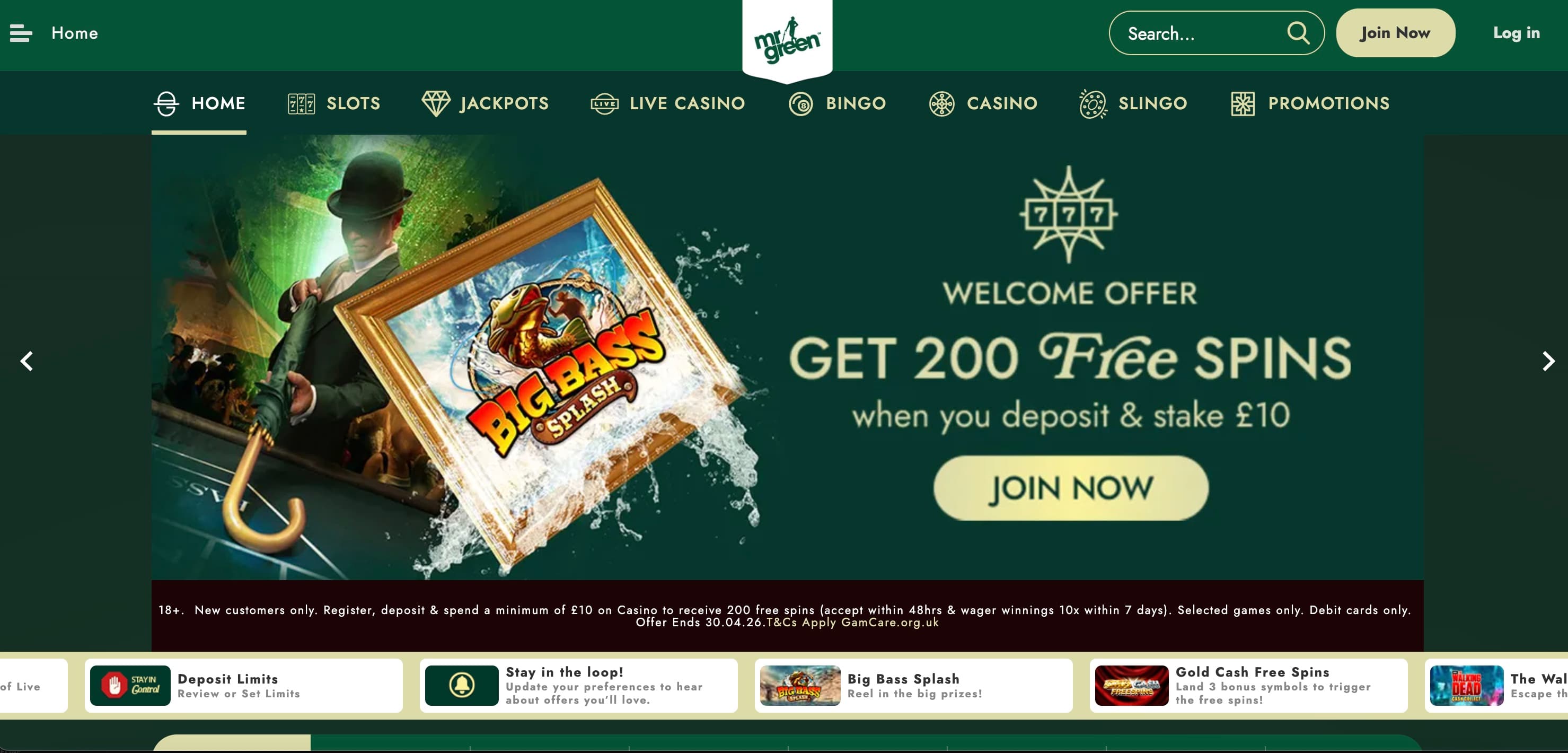 Mr Green casino screenshot